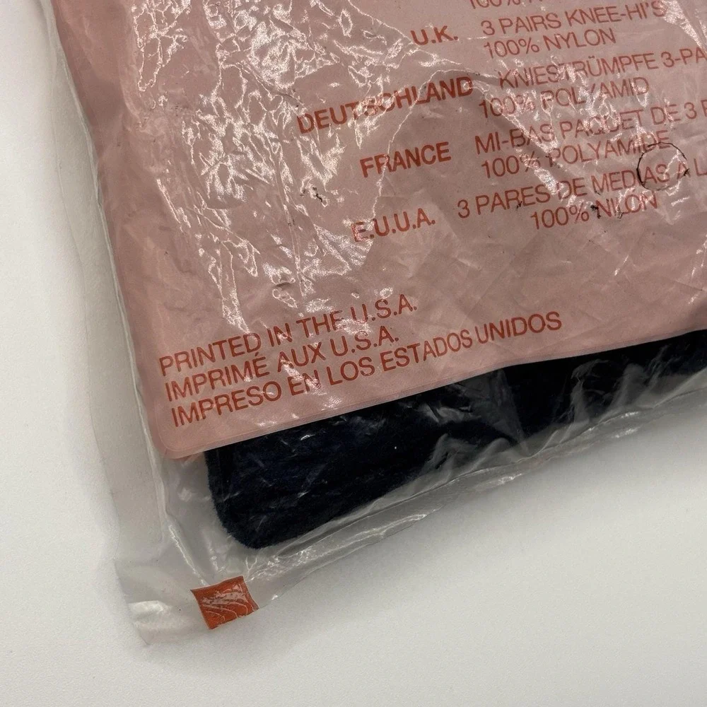 NOS Vtg Y2K Silkies Knee-hi's Stockings Navy Blue Day Sheer One Size 3-Pair Pack